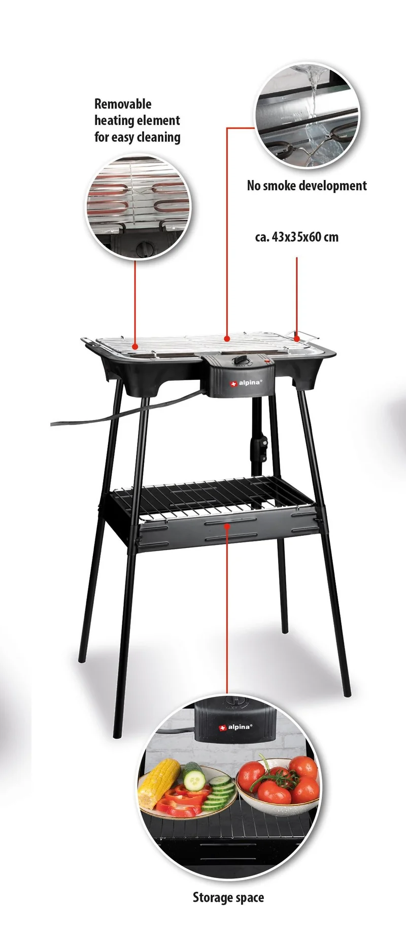 Elektrisk Grill 2200W – Elgrill med Temperaturkontroll