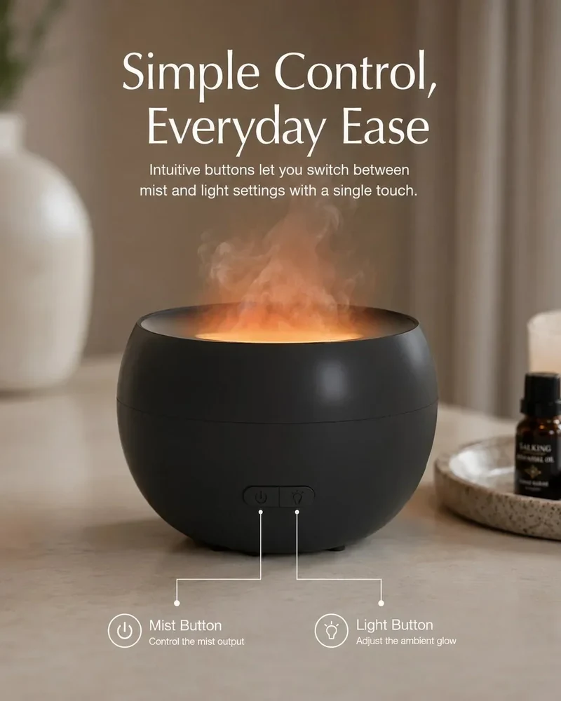Aroma Diffuser med LED-lys og 150 ml Vandbeholder – Ultralydsmodel