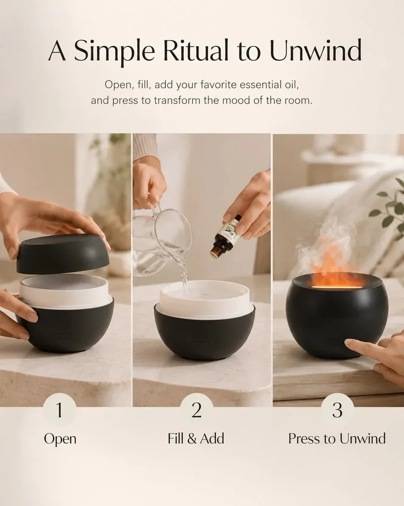 Aroma Diffuser med LED-lys og 150 ml Vandbeholder – Ultralydsmodel