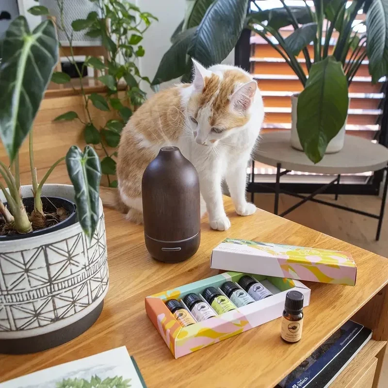 Aroma Diffuser i træ - Ultrasonisk med kølig tåge og stemningslys