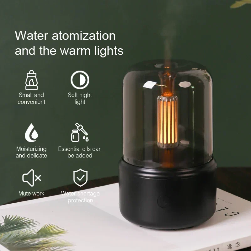 Aroma Diffuser med natlys | USB luftfugter 2-i-1 med 120 ml vandtank og automatisk slukning