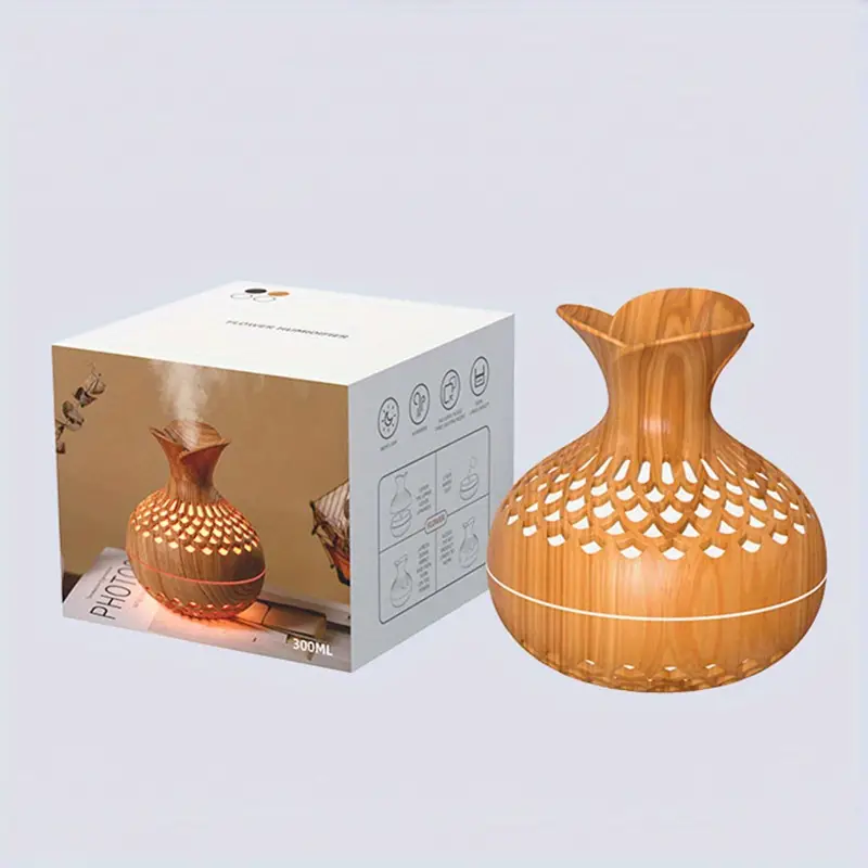 Aroma diffuser med 300 ml tank | USB-drevet, natlys, stille tåge og op til 10 timers drift