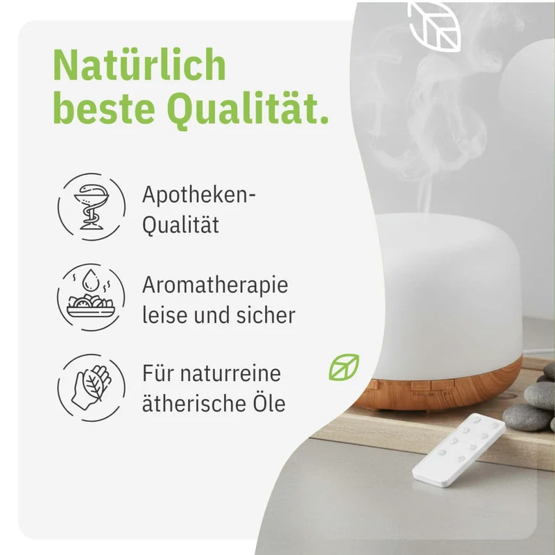 Ultraschall Duftspreder med 500 ml og LED samt fjernbetjening