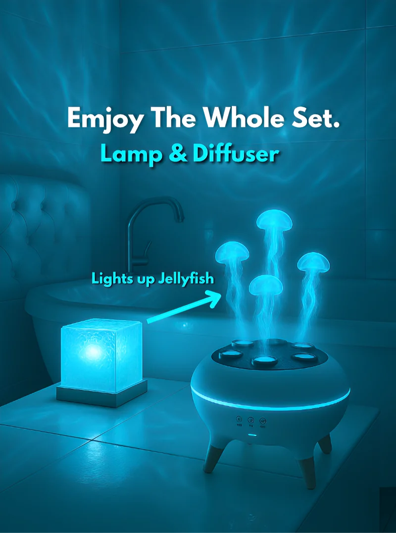 Ultraschall Diffuser med Quallen Effekt og Fjernbetjening