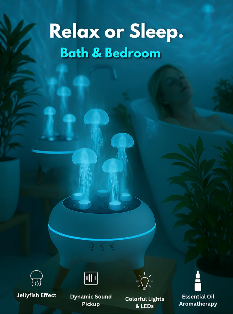 Ultraschall Diffuser med Quallen Effekt og Fjernbetjening