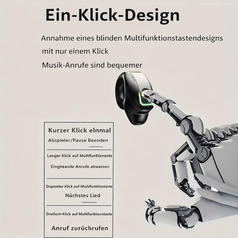 Bluetooth Clip-On Høretelefoner | Open-Ear Høretelefoner med Bluetooth 5.3, En-Knaps Betjening og Komfortabel Pasform
