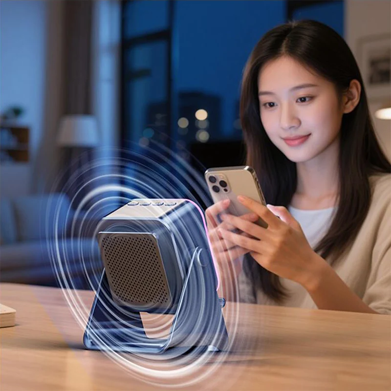 Bluetooth Højttaler | 5-i-1 med Telefonholder, Induktiv Lyd, Bluetooth 5.3, Ambient Lys og 2000-mAh Batteri