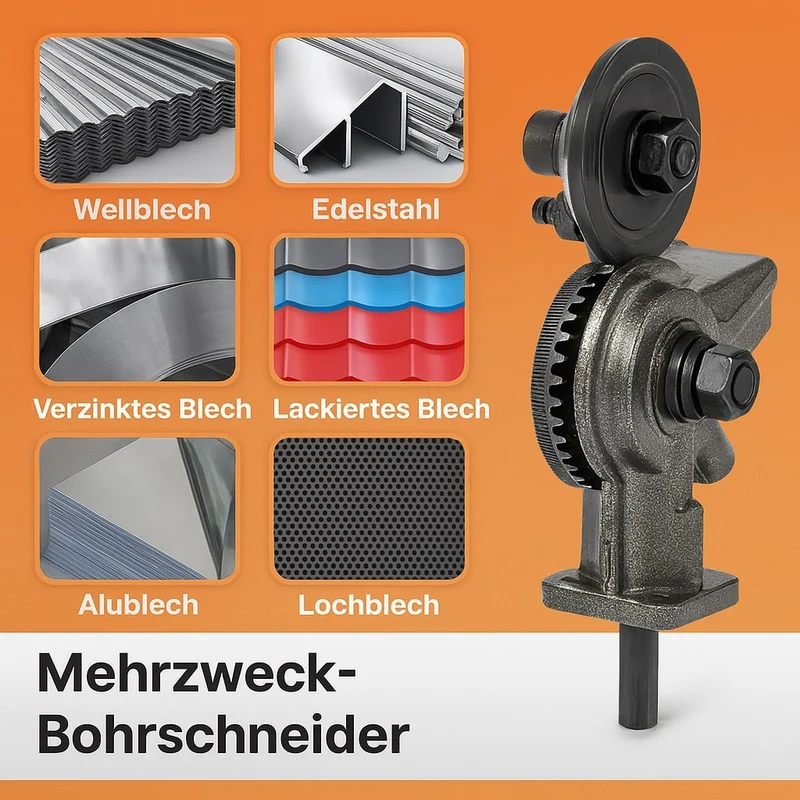 Metalskærer Til Boremaskine | Præcist Skæring af Blik Op til 1,8 mm (Jern) / 2 mm (Aluminium) | Inkl. Reservehoved