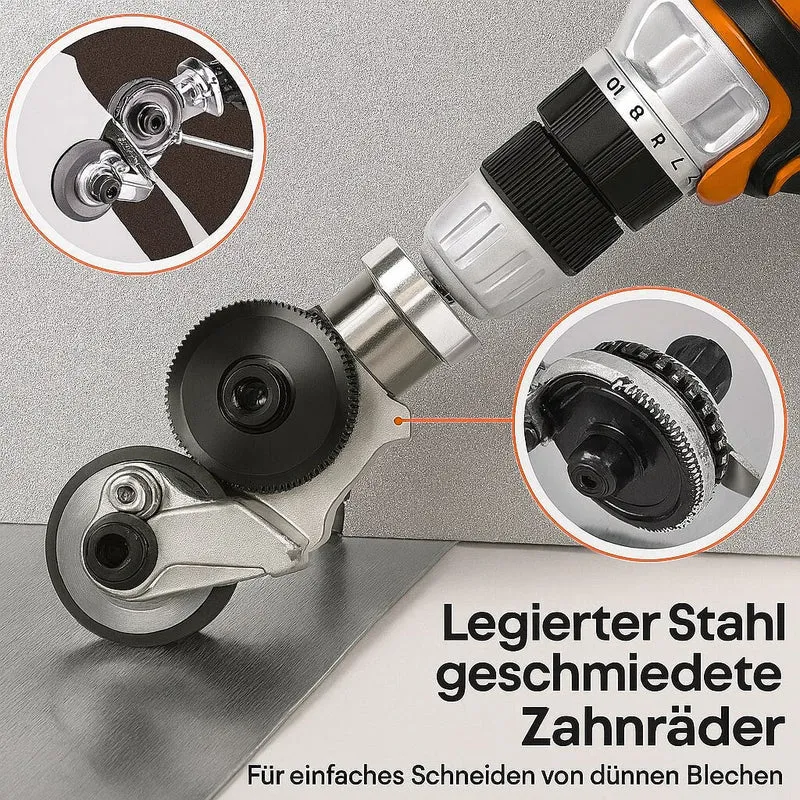 Metalskærer Til Boremaskine | Præcist Skæring af Blik Op til 1,8 mm (Jern) / 2 mm (Aluminium) | Inkl. Reservehoved