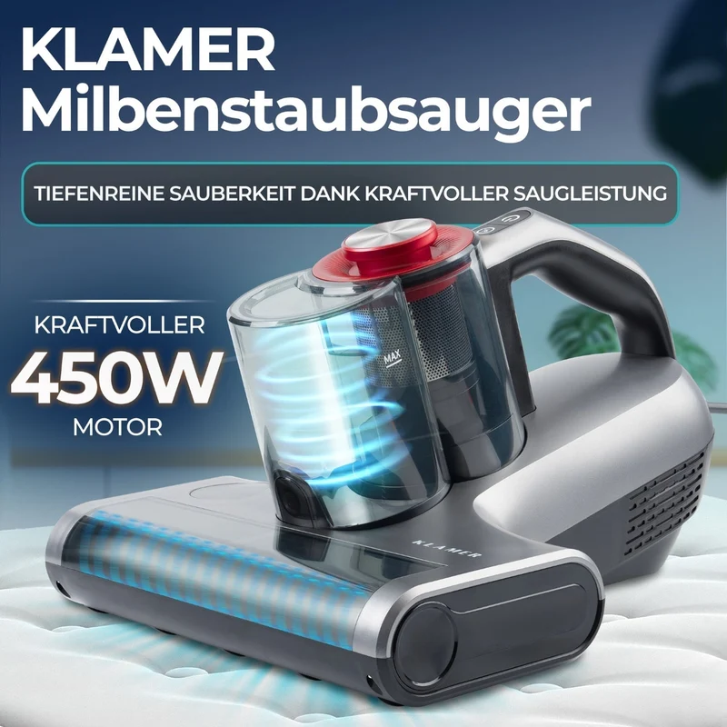 Handstøvsuger 450 Watt med 18.000 Pa, UV-funktion og HEPA-filter