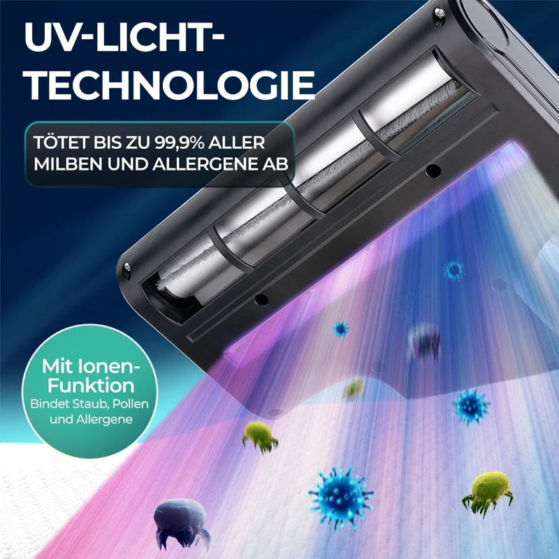 Handstøvsuger 450 Watt med 18.000 Pa, UV-funktion og HEPA-filter