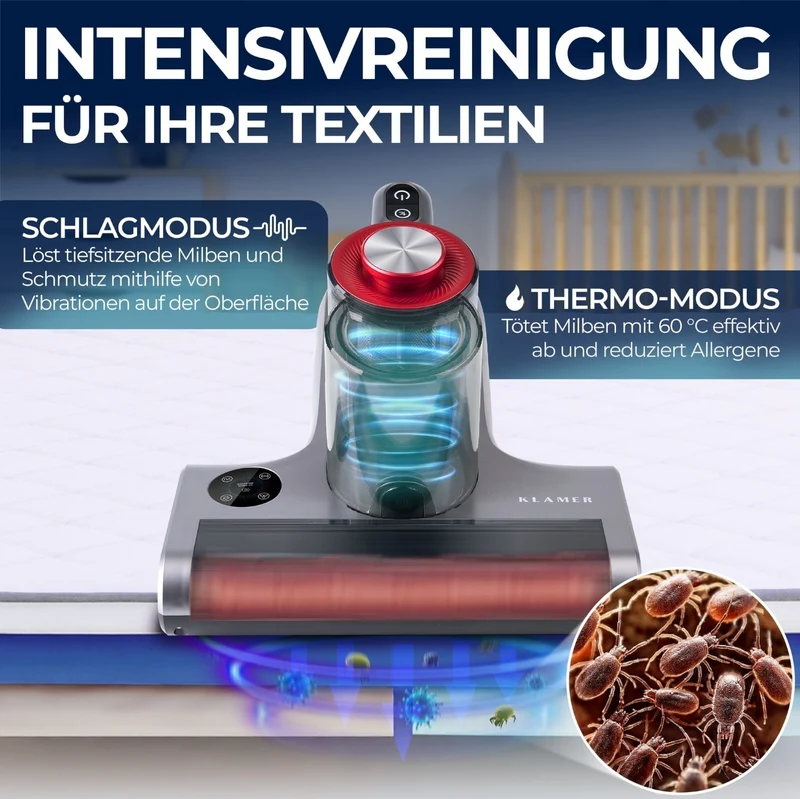 Handstøvsuger 450 Watt med 18.000 Pa, UV-funktion og HEPA-filter