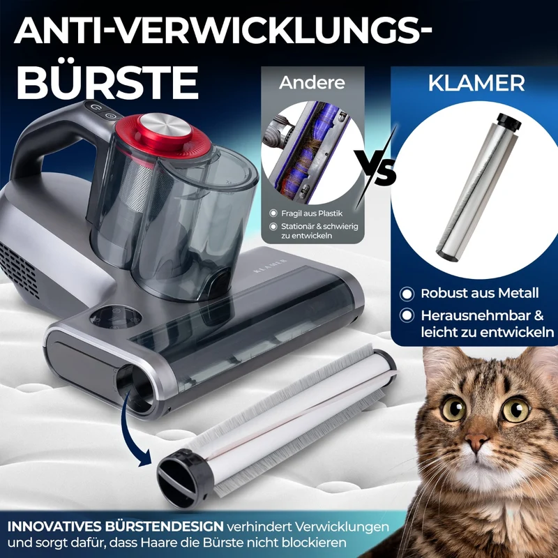 Handstøvsuger 450 Watt med 18.000 Pa, UV-funktion og HEPA-filter