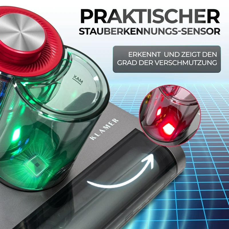 Handstøvsuger 450 Watt med 18.000 Pa, UV-funktion og HEPA-filter