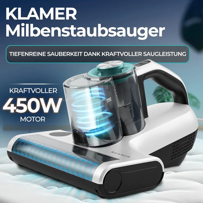 Handstøvsuger 450 Watt med 18.000 Pa, UV-funktion og HEPA-filter
