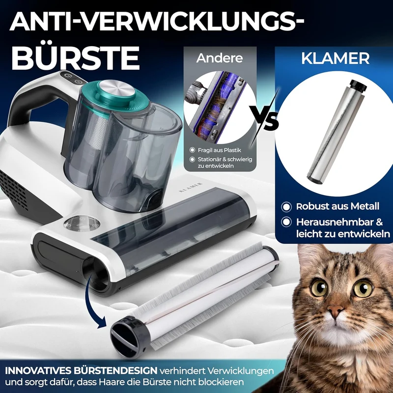 Handstøvsuger 450 Watt med 18.000 Pa, UV-funktion og HEPA-filter