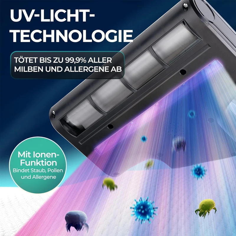 Handstøvsuger 450 Watt med 18.000 Pa, UV-funktion og HEPA-filter