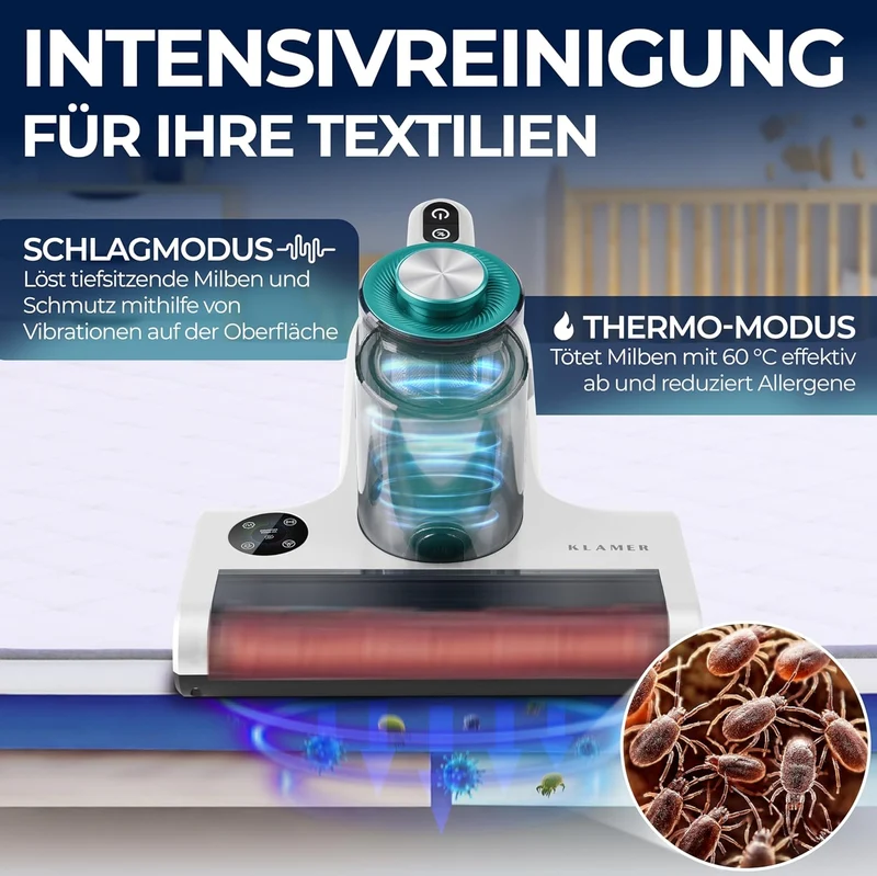 Handstøvsuger 450 Watt med 18.000 Pa, UV-funktion og HEPA-filter