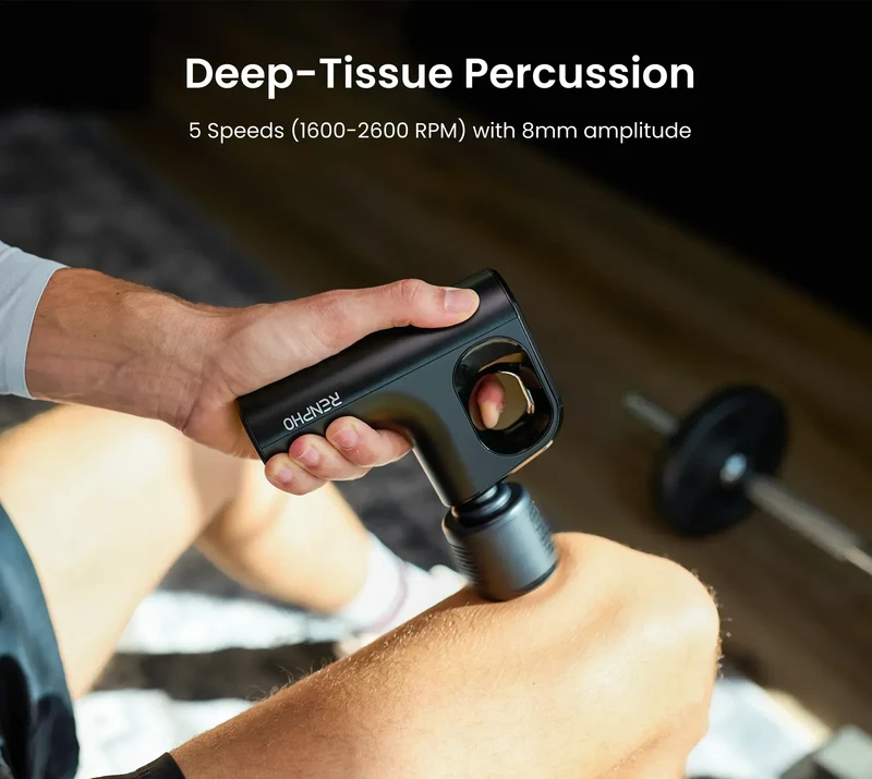 Kompakt Massagepistol | Dybdegående massage med varme- og kuldeterapi, genopladelig og stille til rejse
