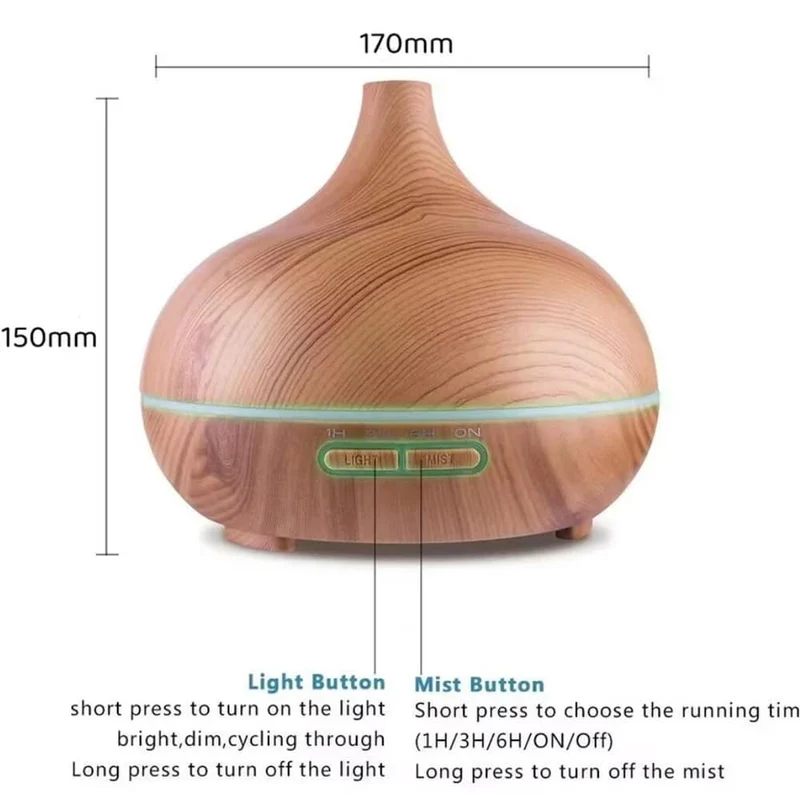 Aroma Diffuser – 500 ml med träutseende