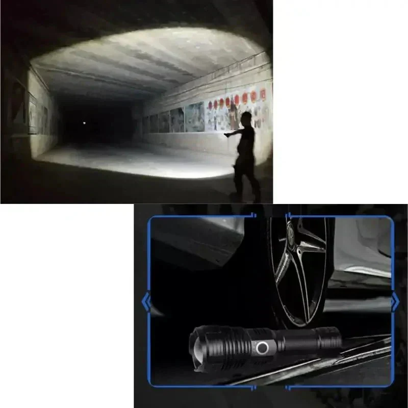 LED Lommelygte med 90.000 Lumen | Vandtæt IP65 & Zoomfunktion | Holdbart Udendørsdesign