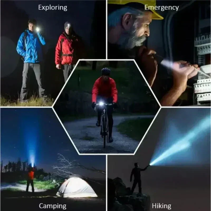 LED Lommelygte med 90.000 Lumen | Vandtæt IP65 & Zoomfunktion | Holdbart Udendørsdesign