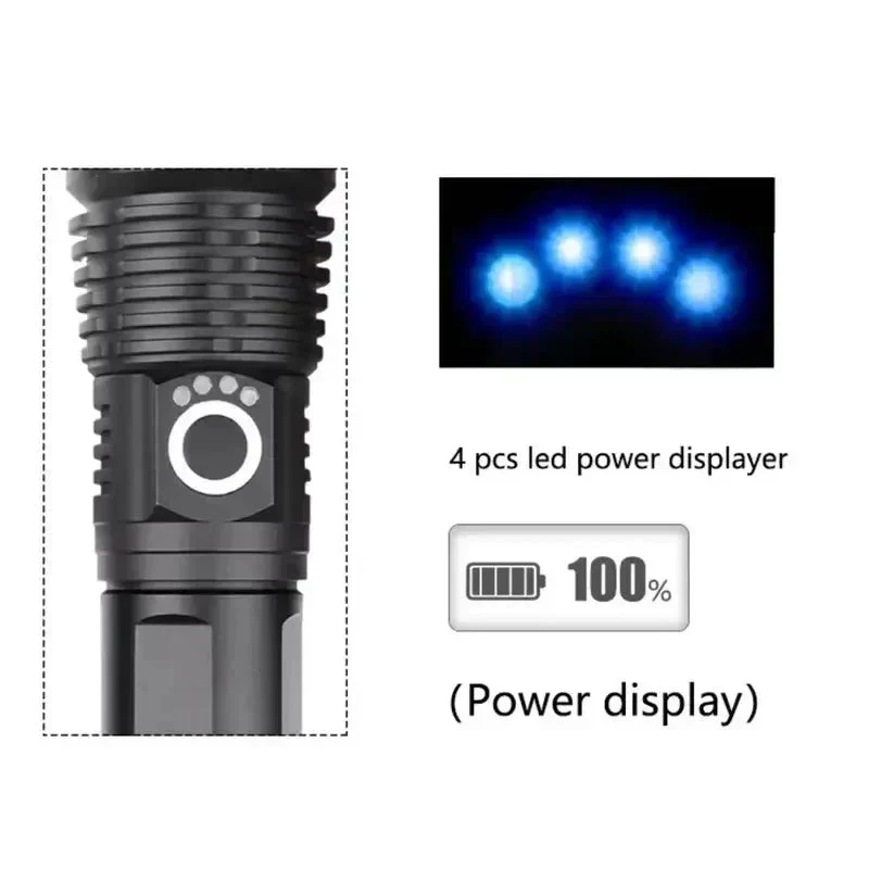 LED Lommelygte med 90.000 Lumen | Vandtæt IP65 & Zoomfunktion | Holdbart Udendørsdesign