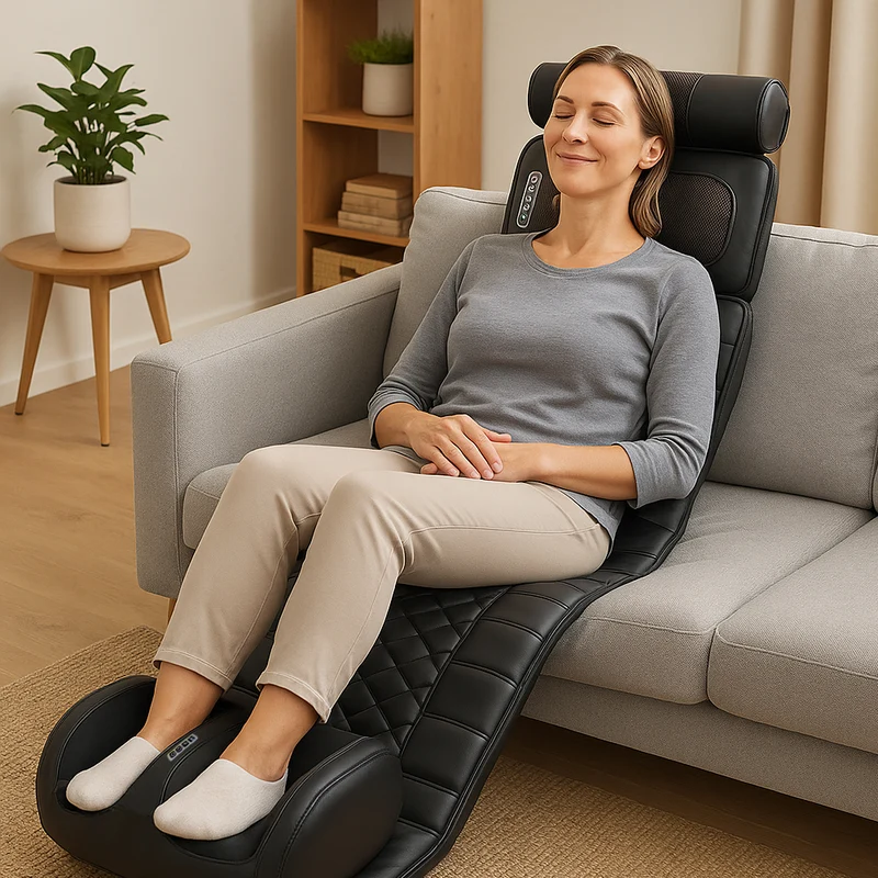 Elektrisk Massagematta (svart) med 10 Zoner - Total avslappning från nacke till fötter