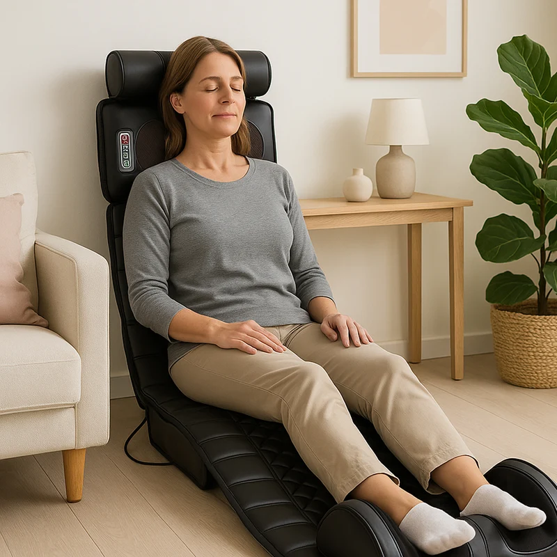 Elektrisk Massagematta (svart) med 10 Zoner - Total avslappning från nacke till fötter