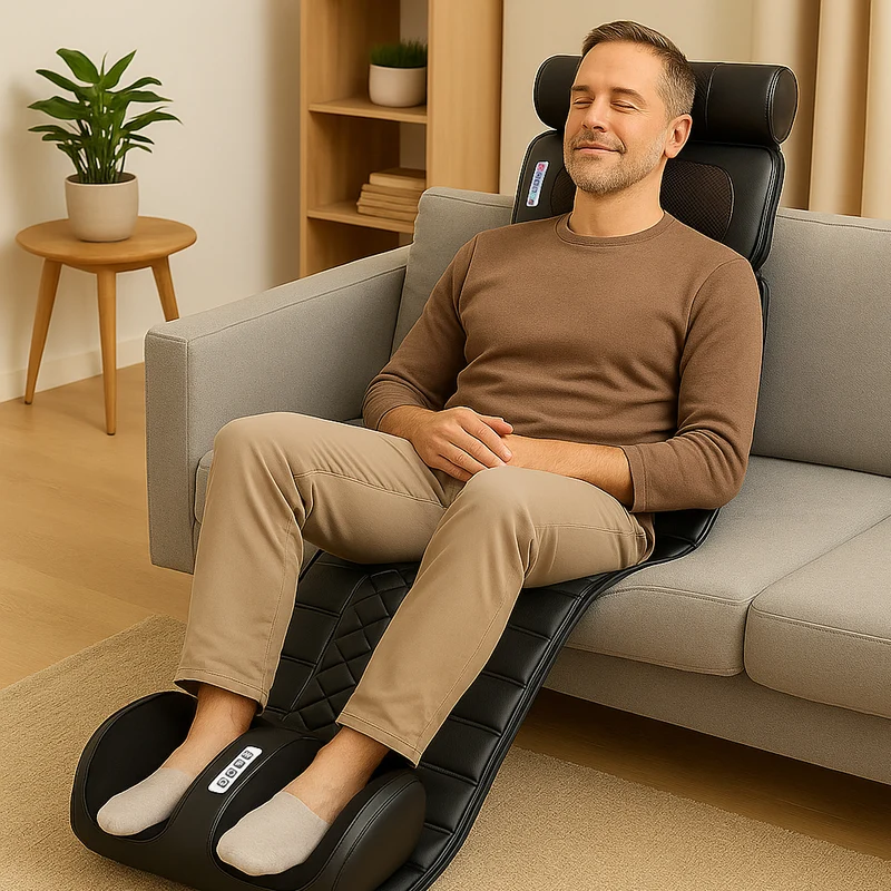 Elektrisk Massagematta (svart) med 10 Zoner - Total avslappning från nacke till fötter
