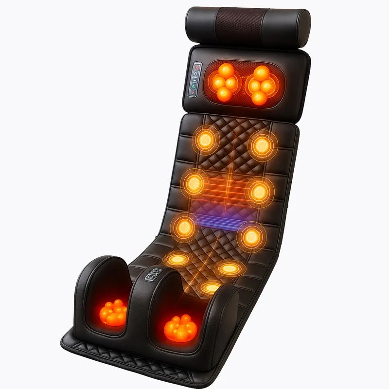 Elektrisk Massagematta (svart) med 10 Zoner - Total avslappning från nacke till fötter