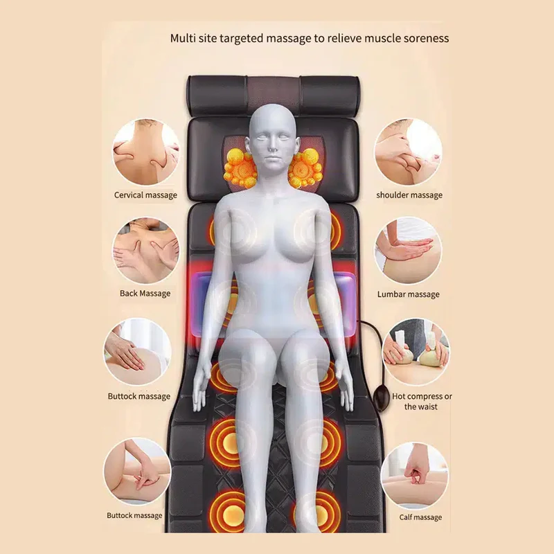 Elektrisk Massagematta (svart) med 10 Zoner - Total avslappning från nacke till fötter