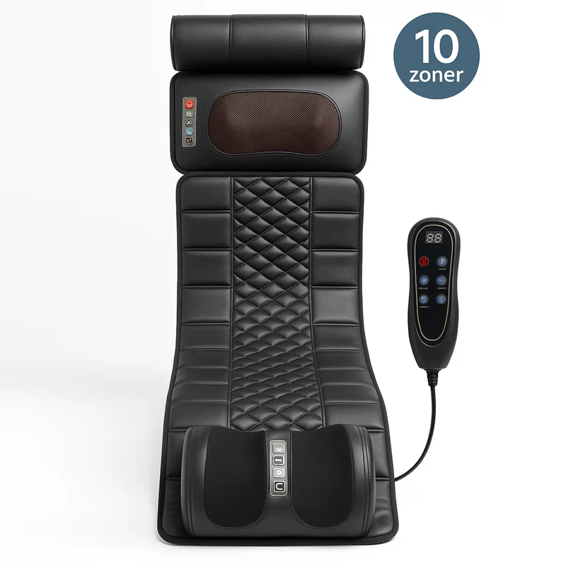Elektrisk Massagematta (svart) med 10 Zoner - Total avslappning från nacke till fötter