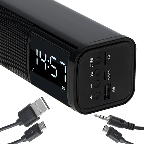 Multifunktionell Bluetooth-soundbar med klocka och alarm