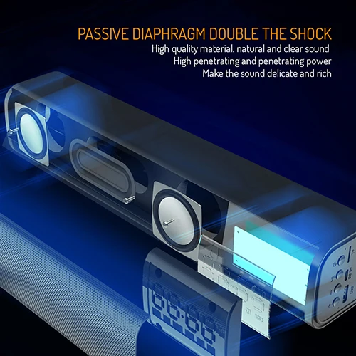 Multifunktionell Bluetooth-soundbar med klocka och alarm
