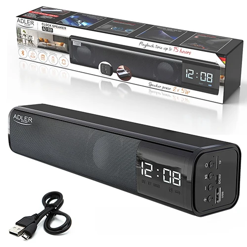 Multifunktionell Bluetooth-soundbar med klocka och alarm