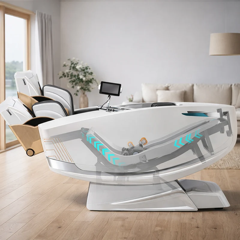 Massagefåtölj med 4D-kroppsscanning, Dual Zone Stretching, 32 airbags, värme i ländrygg/ben och Zero Gravity - Modell 988A