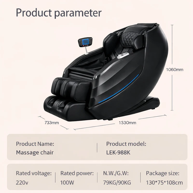 Lyxig 2D-massagestol med automatisk kroppsskanning, Zero Gravity och värme i ben och ländrygg - Modell 988K