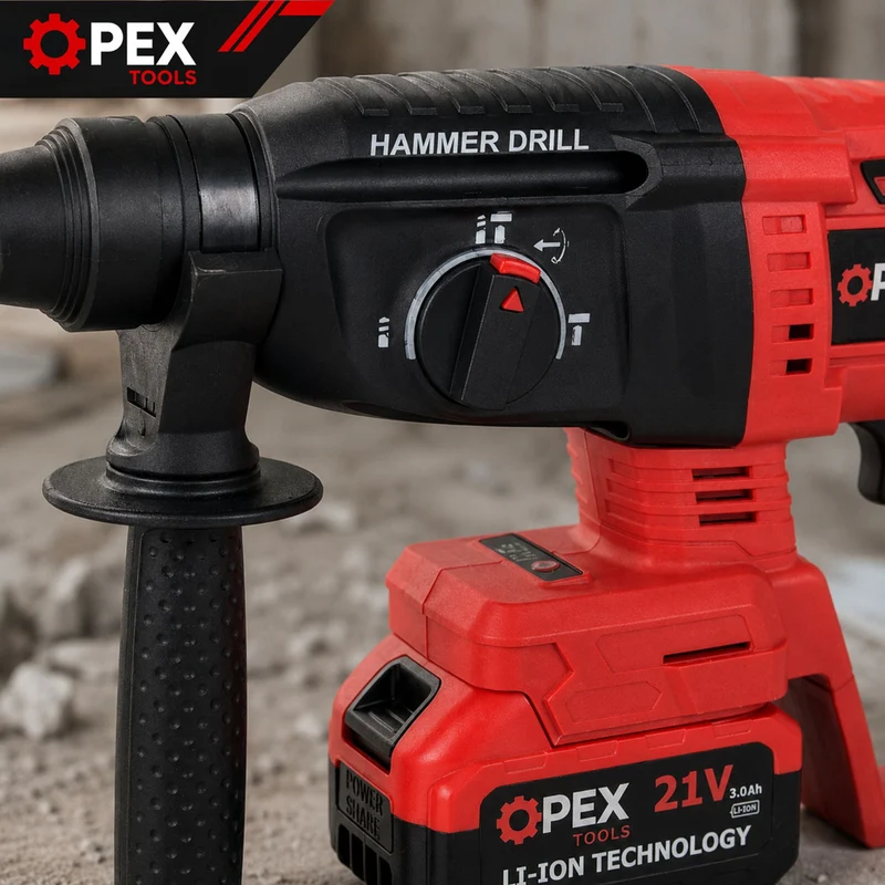 Batteridriven SDS+ Borrhammare 21V med 2 Batterier och Väska – 650W