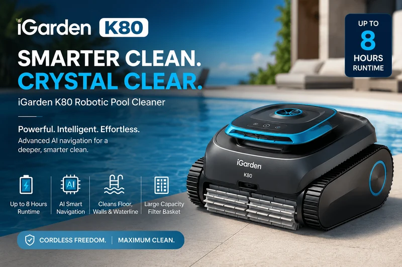 iGarden K80 Cordless Robotic Pool Cleaner for Effortless Maintenance
