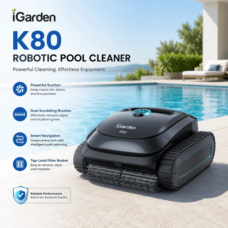 iGarden K80 Cordless Robotic Pool Cleaner for Effortless Maintenance