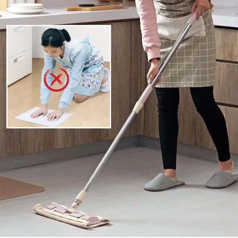 Gulvmoppe med teleskopskaft 70–120 cm | 360° fleksibel hoved | Til våd- og tør rengøring på alle overflader