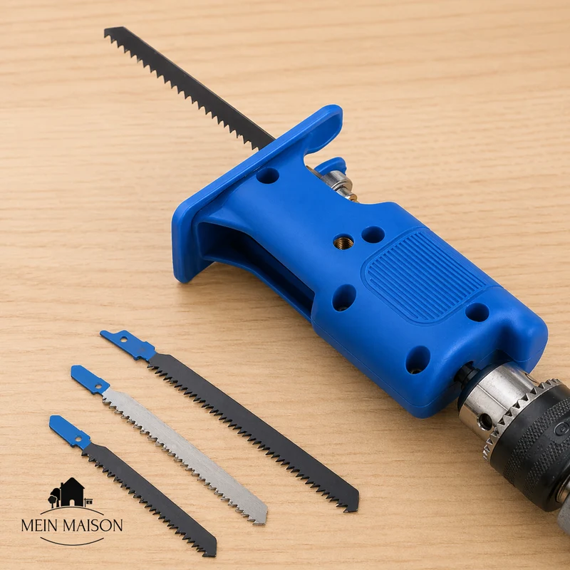 Adapter til bor med håndtag | Skærer i træ & metal | 3 savblade sæt, hurtig montering, præcise snit