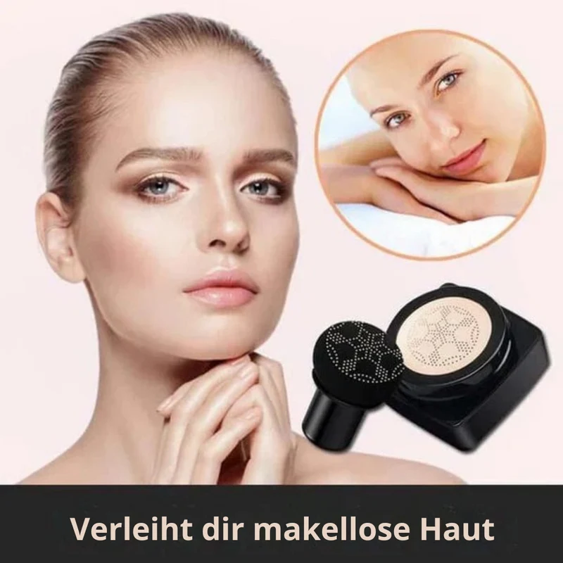 CC-Creme med Air Cushion og svampeapplikator | Farvekorrektion & jævn hudtone | Ikke klæbrig, dækker porer & rødme, 2 nuancer