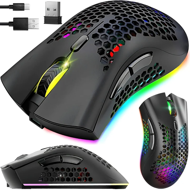 2,4 GHz spelmus med RGB-ljus och justerbar DPI