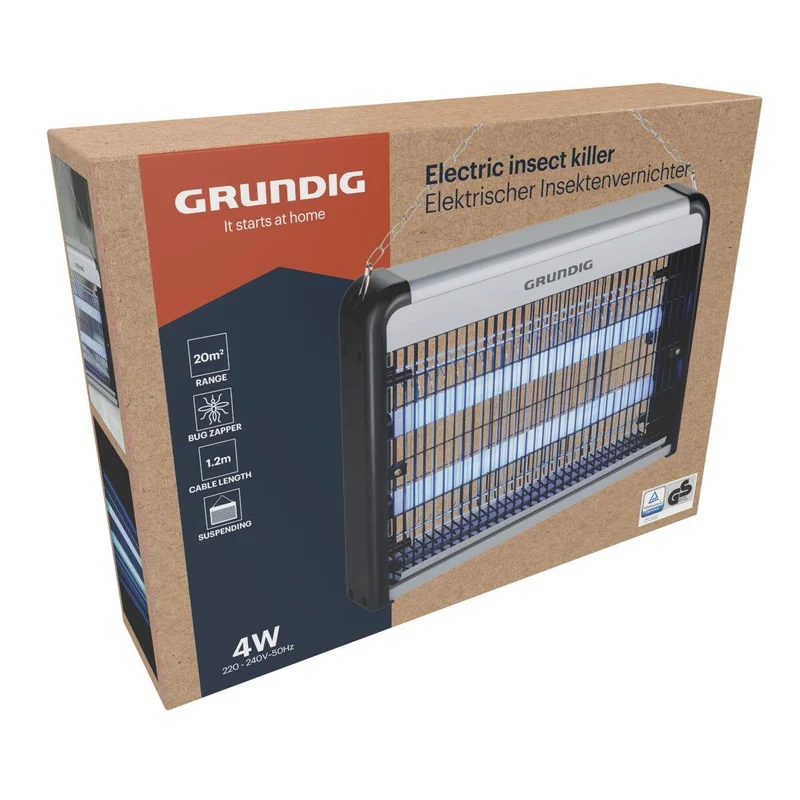 Grundig elektrisk insektslampa med UV-ljus och kedja – Täcker upp till 20 m²