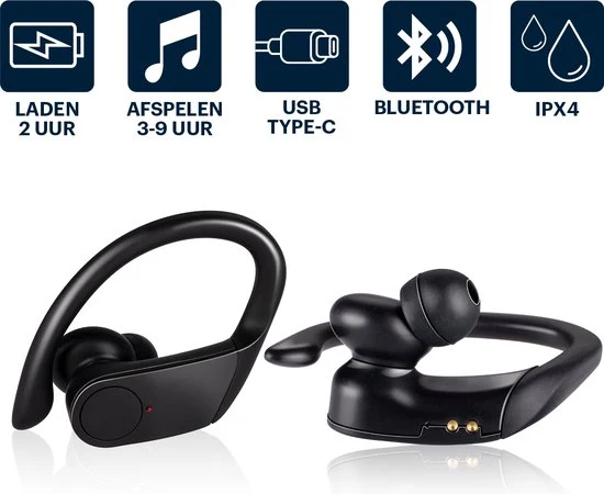 Grundig trådlösa Bluetooth-sporthörlurar med lång batteritid