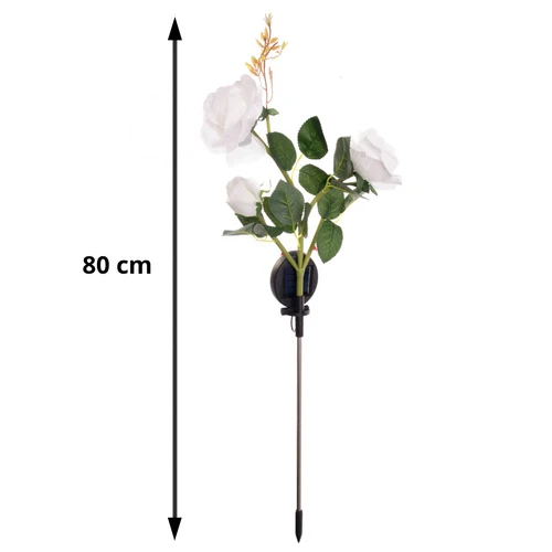 Solcellsdriven LED-trädgårdslampa med ros – 3 konstgjorda blommor med färgskiftande ljus