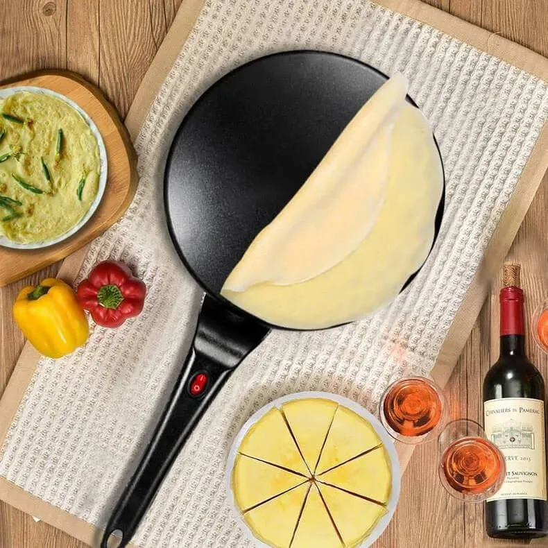 Elektrisk Crêpes- och Pannkaksmaskin – Non-Stick Stekpanna (20 cm) med Temperaturkontroll | För Tortilla, Wraps, Frukost & Tunnbröd