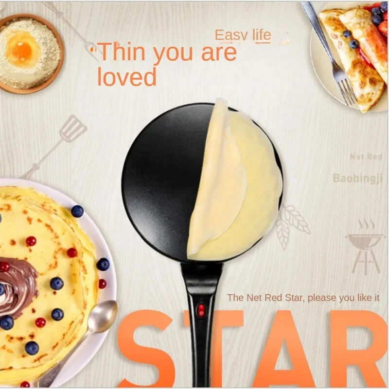 Elektrisk Crêpes- och Pannkaksmaskin – Non-Stick Stekpanna (20 cm) med Temperaturkontroll | För Tortilla, Wraps, Frukost & Tunnbröd